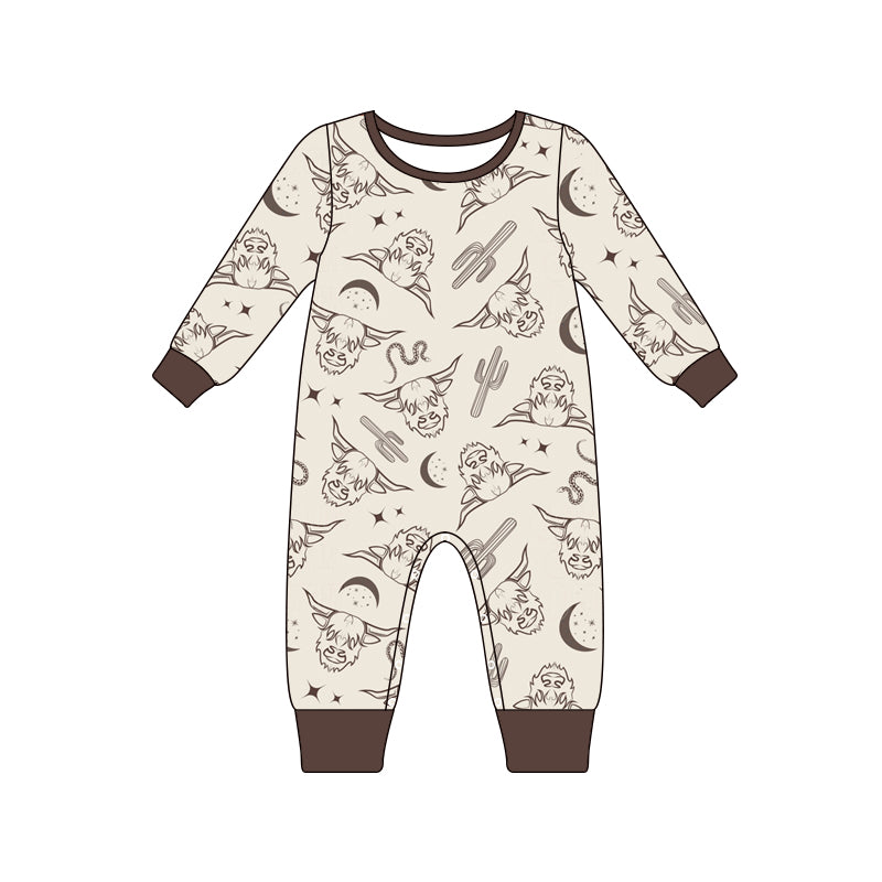 Baby Infant Boys Western Highland Cow Rompers preorder(moq 5)