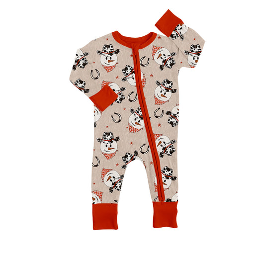 Baby Infant Boys Christmas Snowman Zip Rompers preorder(moq 5)