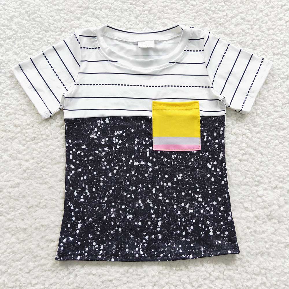 Baby Boys Back To School Pencil Pocket Short Sleeve Shirts Tops