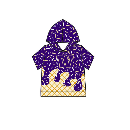 Preorder (moq 5)Baby Boys Drip Sprinkles Washington Huskies Team Short Sleeves Hoodies Top