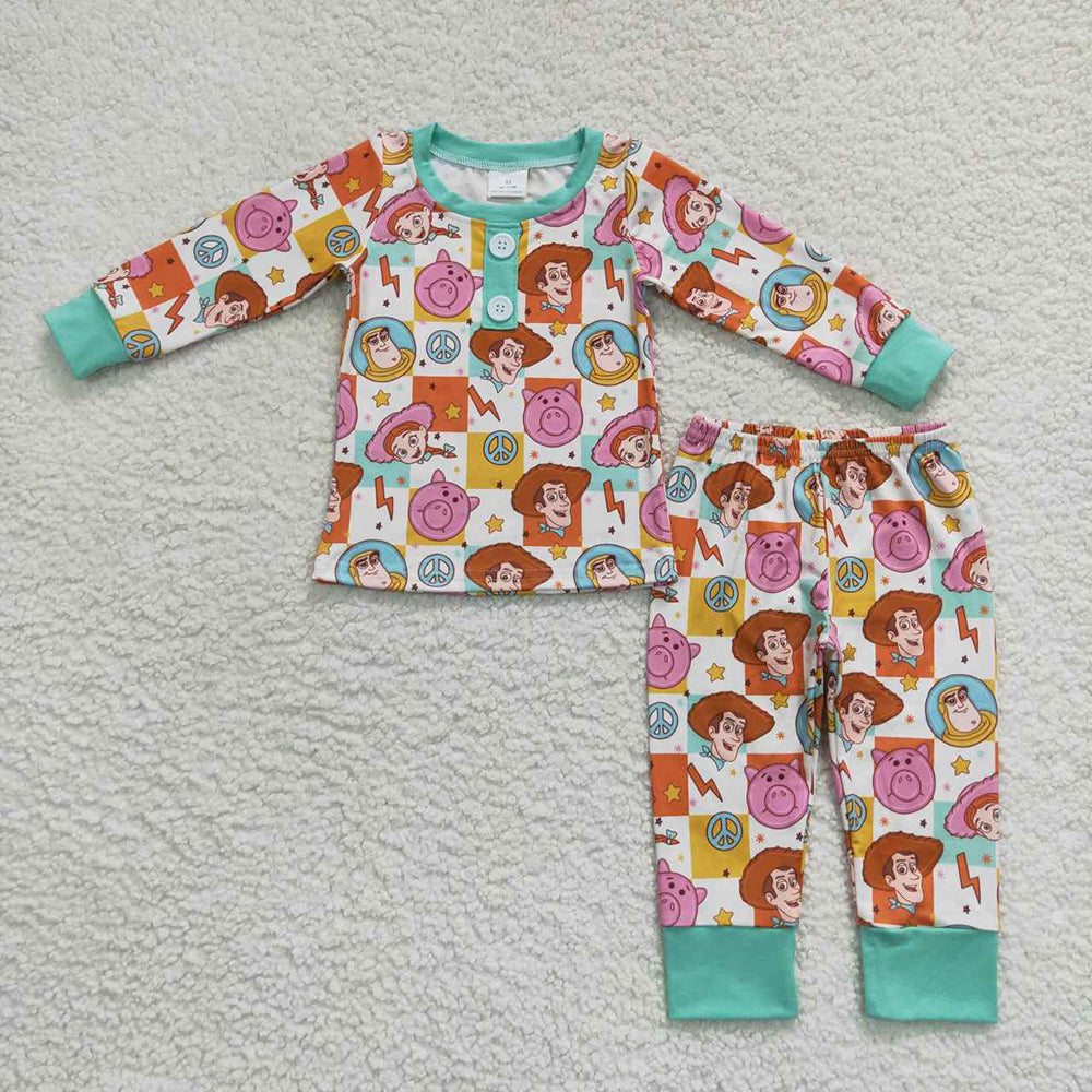 Baby Boys Toy Long Sleeve Colorful Top Pants Pajamas Clothes Sets