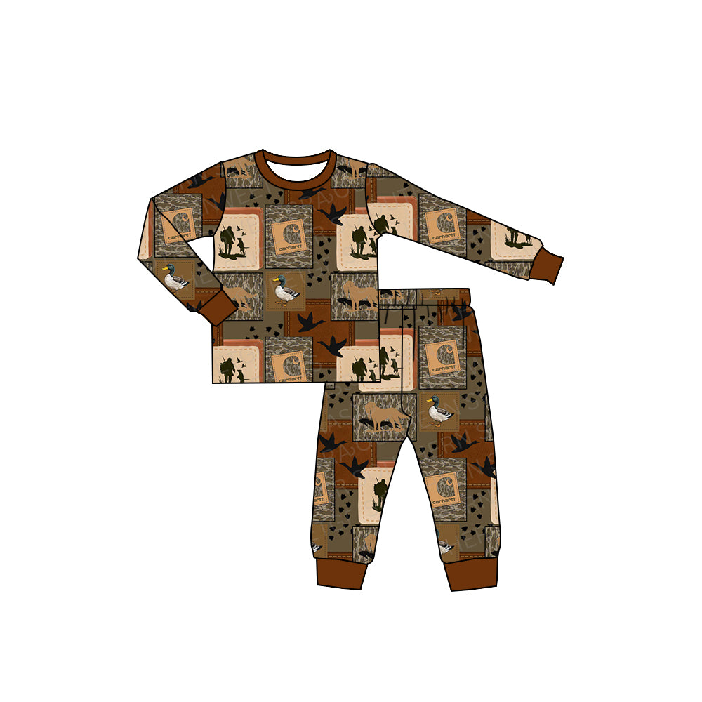 Preorder (moq 20)Baby Boys Bamboo Ducks Hunting Season Pajamas Sets
