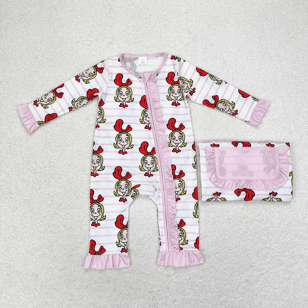 USA Shop Baby Infant Girls Pink Face Long Sleeve Bamboo Zippy Rompers