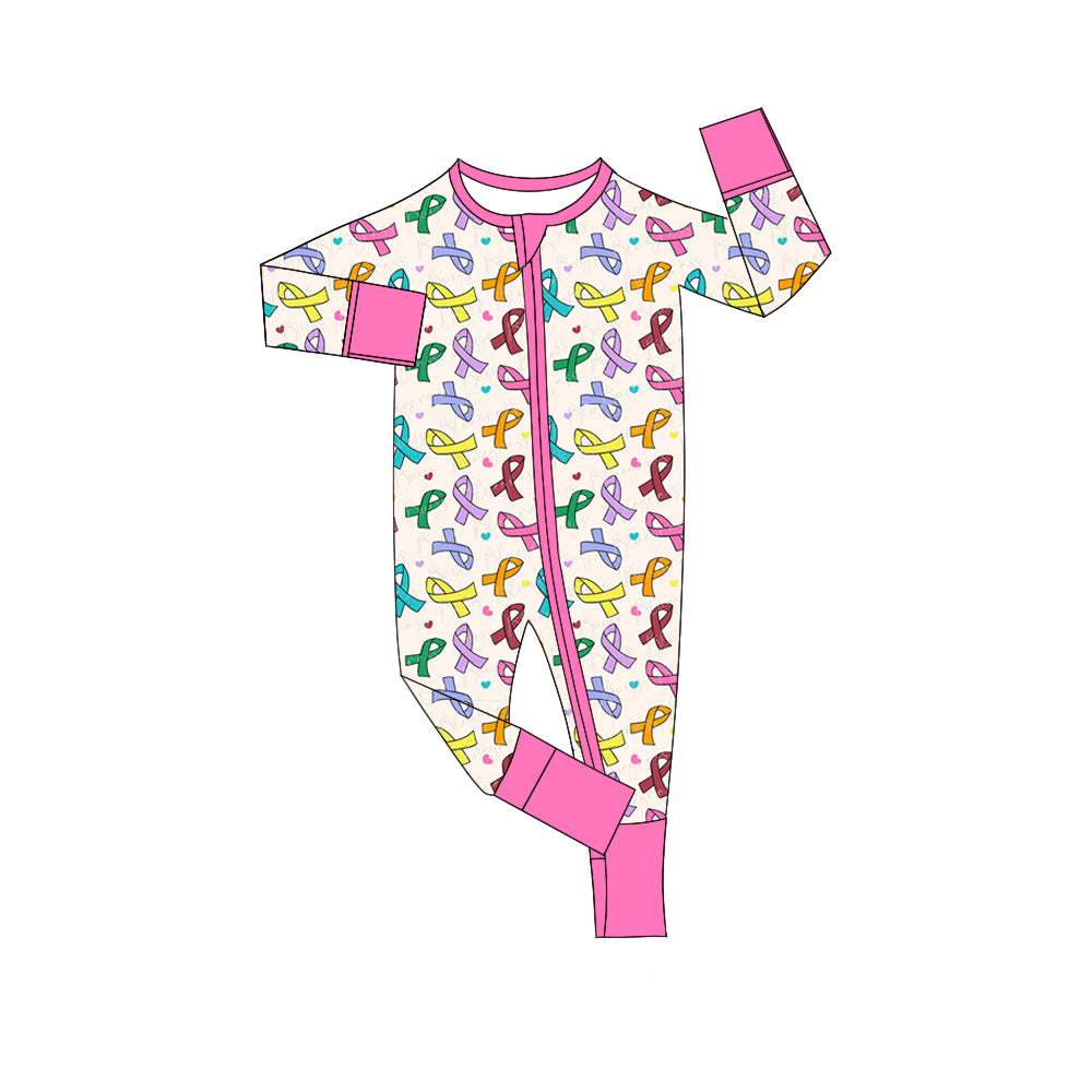 Preorder(moq 5)Baby Girls Colorful Cross Zipper Footie Rompers