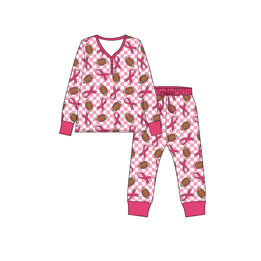 Preorder moq 5 Adult Women Pink Football Cross Top Pants Pajamas Sets