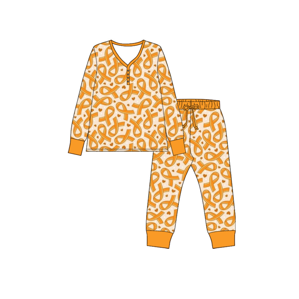 Preorder moq 5 Adult Women Mustard Cross Top Pants Pajamas Sets