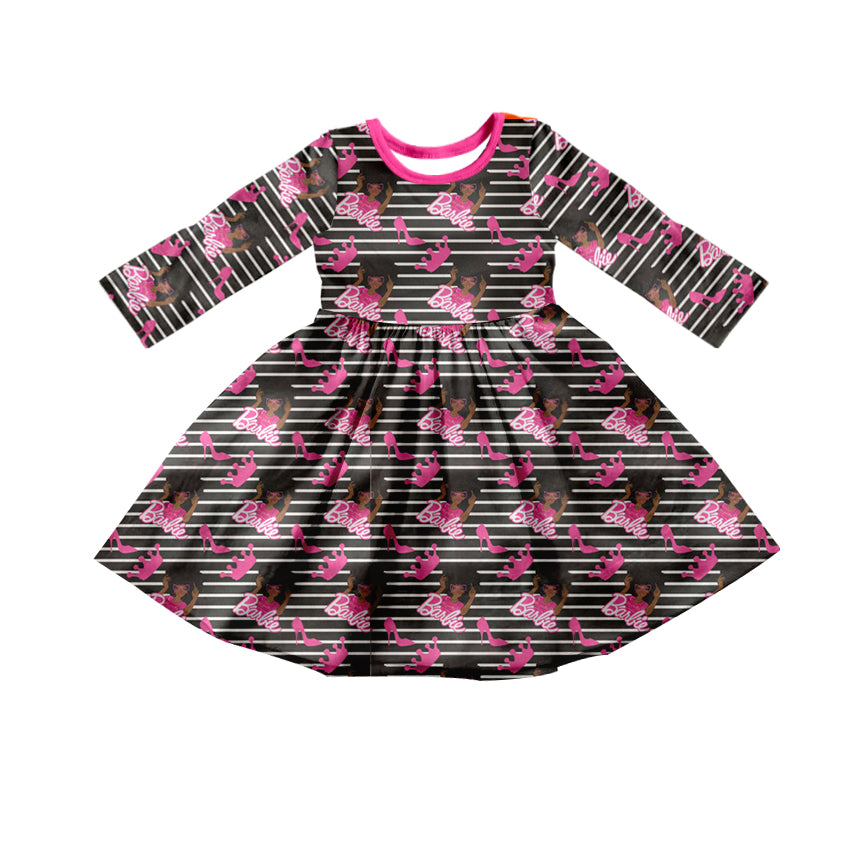 Baby Girls Doll Stripes Twirl Knee Length Dresses preorder(moq 5)