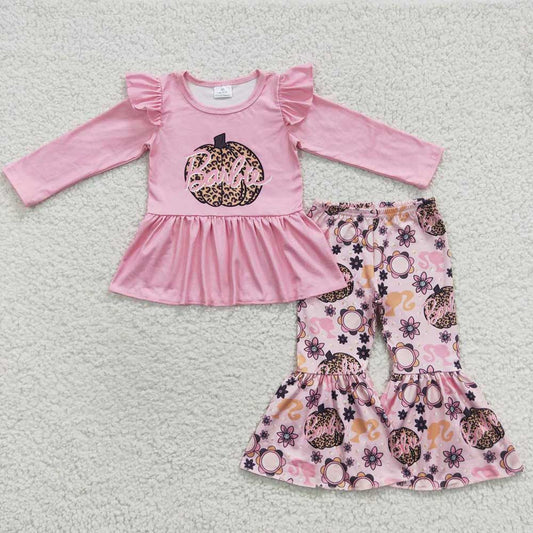 Baby Girls Pumpkin Doll Tee Pink Bell Pants Clothes Sets