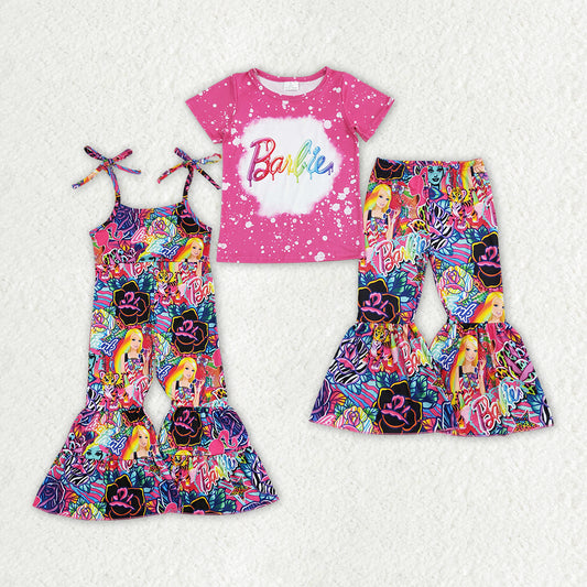 Baby Girls Doll Tiger Colorful Bell Pants Jumpsuits Sister Clothes Sets