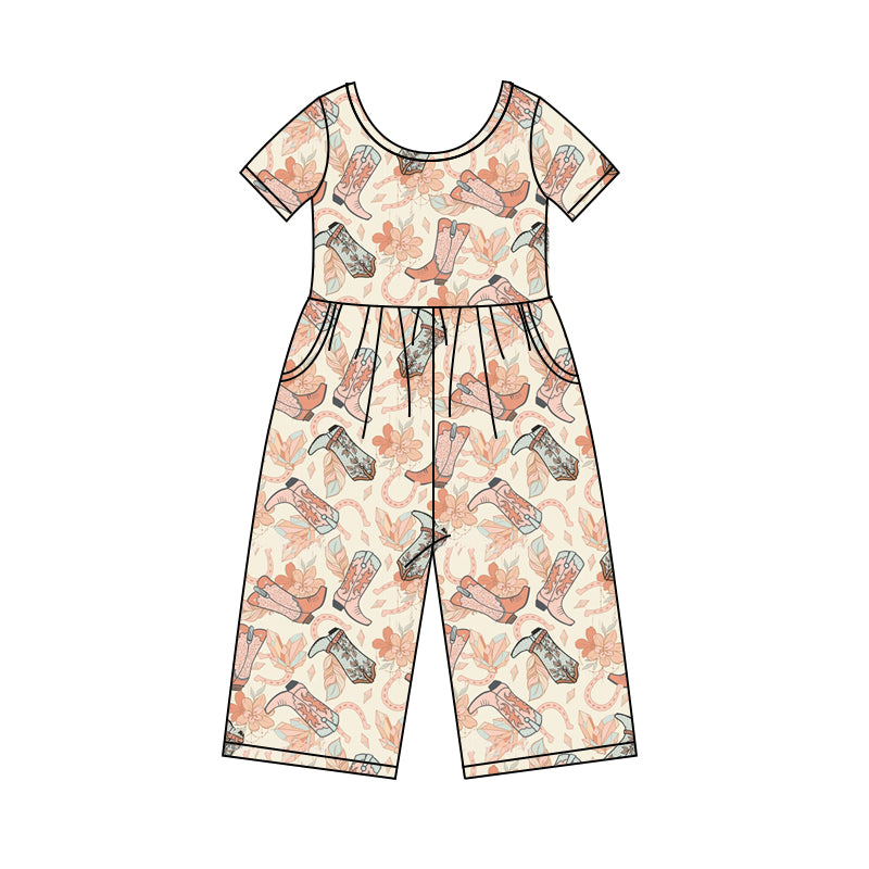 Baby Girls Western Boots Flowers Jumpsuits preorder(MOQ 5)