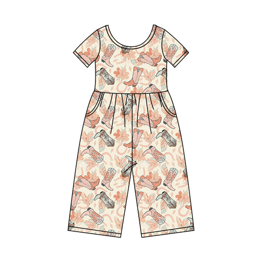 Baby Girls Western Boots Flowers Jumpsuits preorder(MOQ 5)