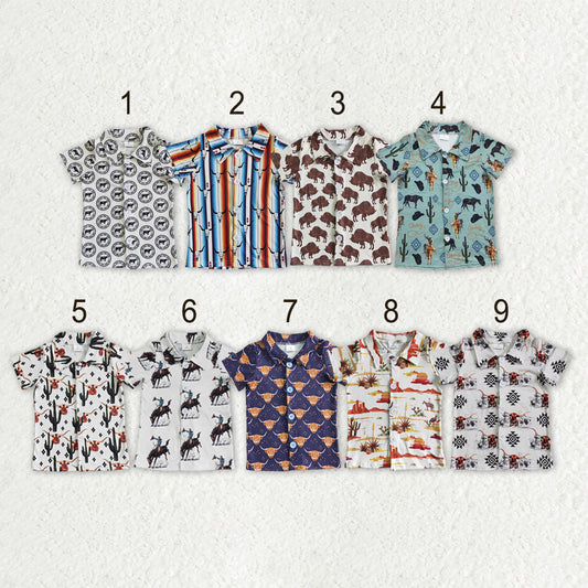 Sibling Baby Boys Short Sleeve Western Button Shirts Top