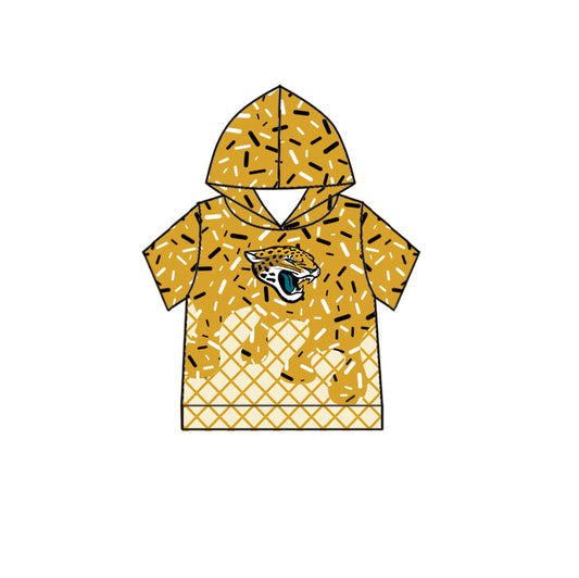 Preorder (moq 5)Baby Boys Gold Drip Sprinkles Jaguars Team Short Sleeves Hoodies Top