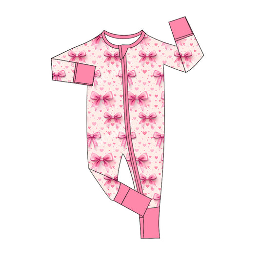 Baby Girls Pink Bows Hearts Rompers preorder(moq 5)