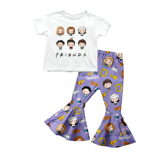 Baby Girls Friend Short Sleeve Shirt Bell Pants Clothes Sets Preorder(moq 5)