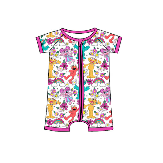 Baby Girls Monster Short Sleeve Zip Rompers preorder(moq 5)