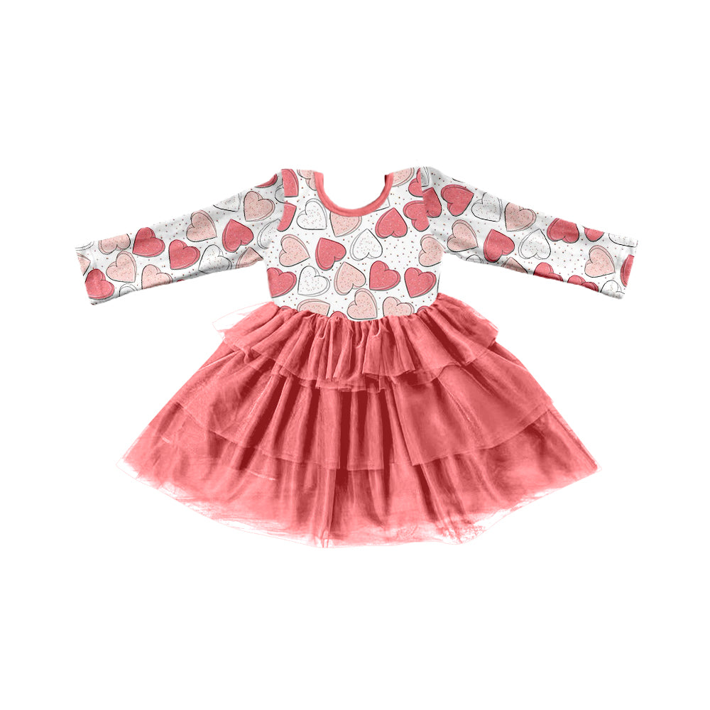 Baby Girls Valentines Hearts Pink Tutu Ruffle Dresses preorder(moq 5)