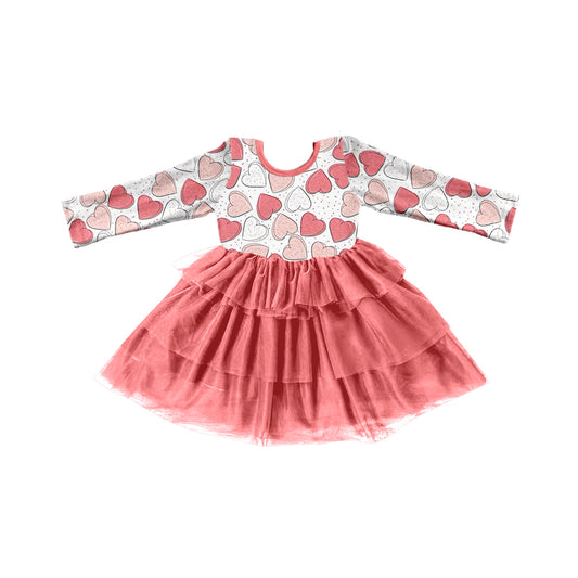 Baby Girls Valentines Hearts Pink Tutu Ruffle Dresses preorder(moq 5)