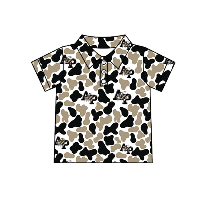 Preorder (moq 5)Baby Boys Short Sleeve Colorful Camo Team Button Polo Shirts Tops