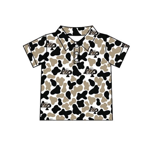 Preorder (moq 5)Baby Boys Short Sleeve Colorful Camo Team Button Polo Shirts Tops