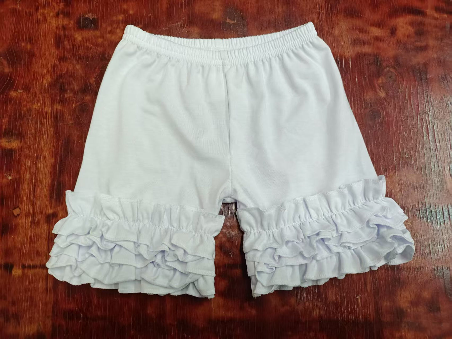 Preorder(moq 5) Baby Girls White Ruffle Shorts Bottoms