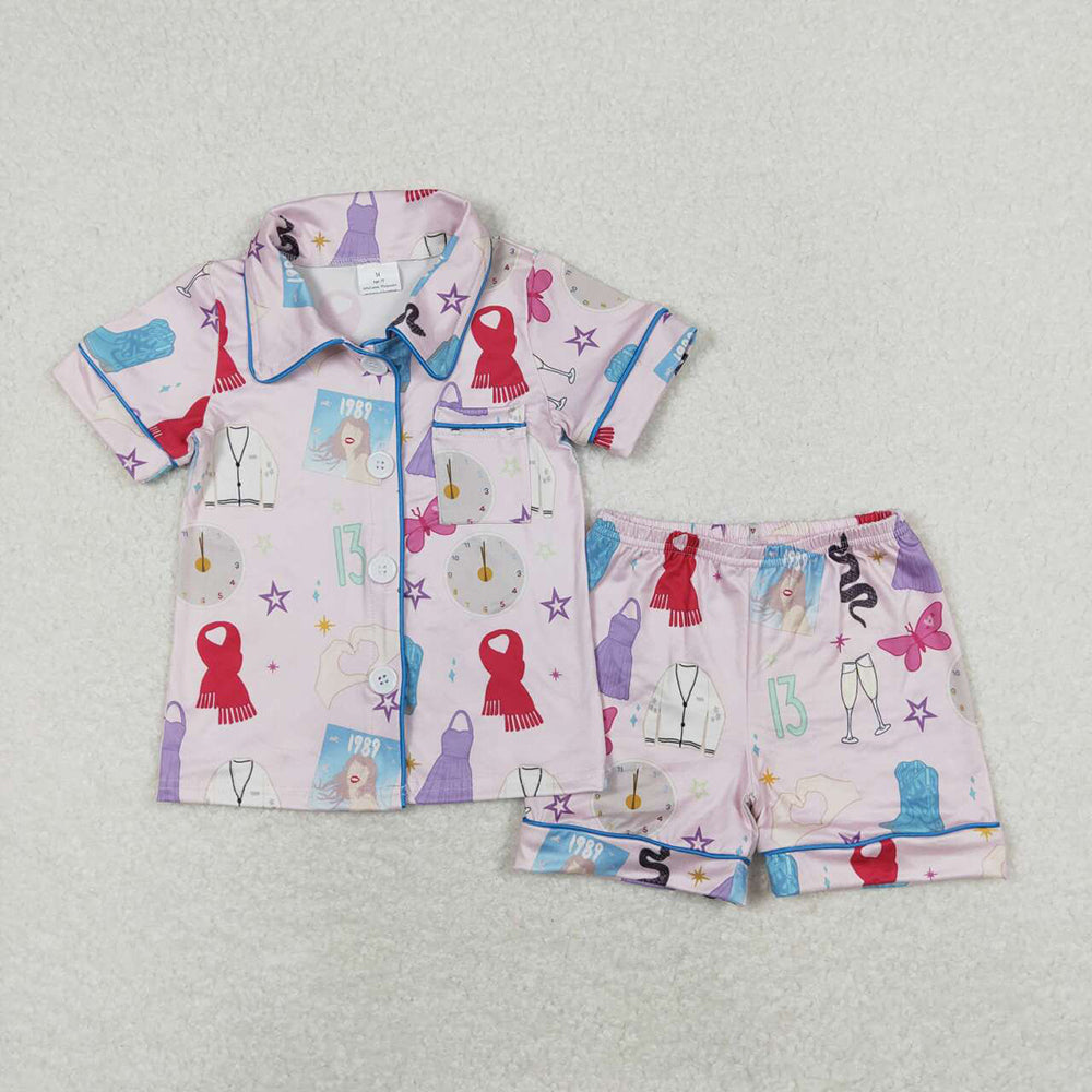 Baby Girls Singer Sibling Buttons Shirts Shorts Pajamas Clothes Sets