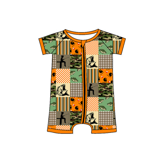 Preorder (moq 5)Baby Boys Fishing Zipper Shorts Rompers