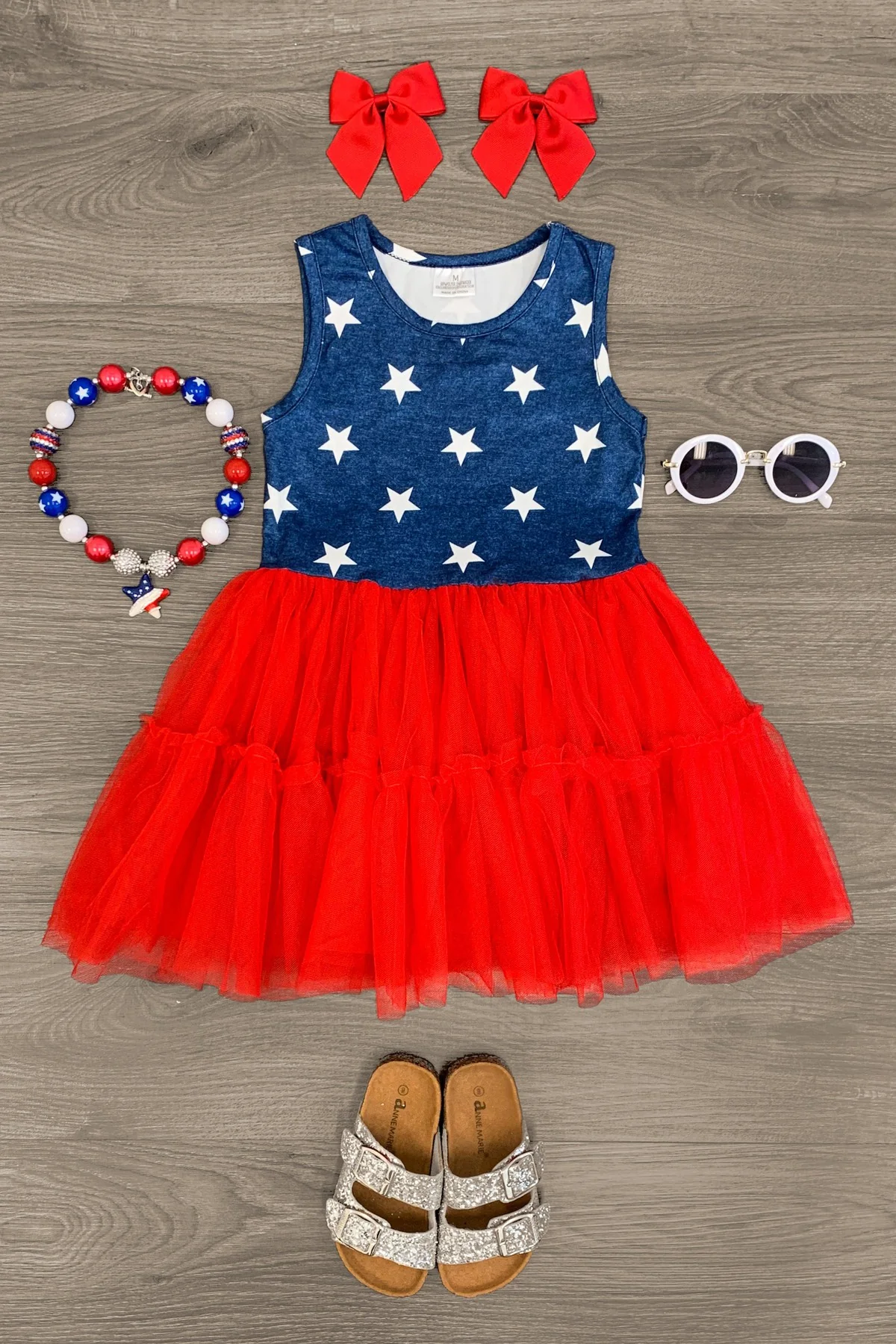 Baby  Girls 4th of July star tutu Knee Length Dresses Preorder(moq 5)