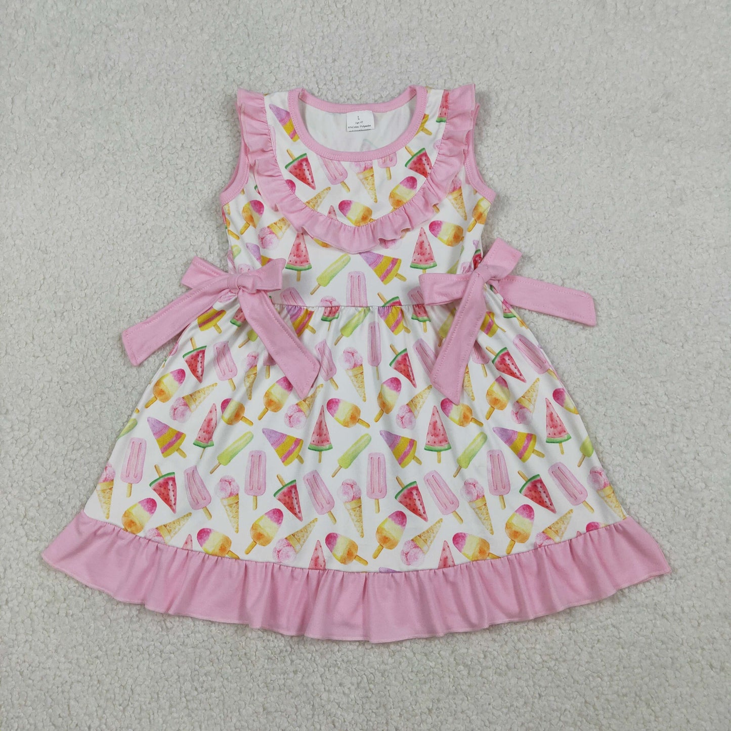 Baby Girls Colorful Popsicle Ice Creams Ruffle Knee length Dresses