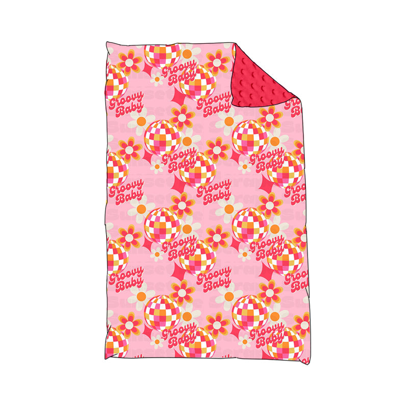 Baby Girls Groovy Flowers Minky Blankets preorder(moq 5)