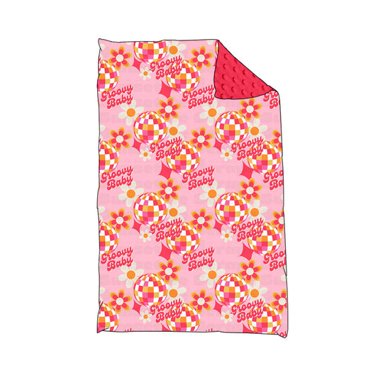 Baby Girls Groovy Flowers Minky Blankets preorder(moq 5)