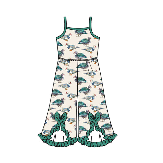 Baby Girls Ducks Straps Green Bows Jumpsuits preorder(moq 5)