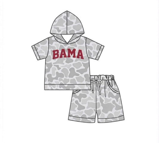 Preorder moq 5 Baby Boys Bama Camo Hooded Shirt Top Shorts Outfits Clothes Sets