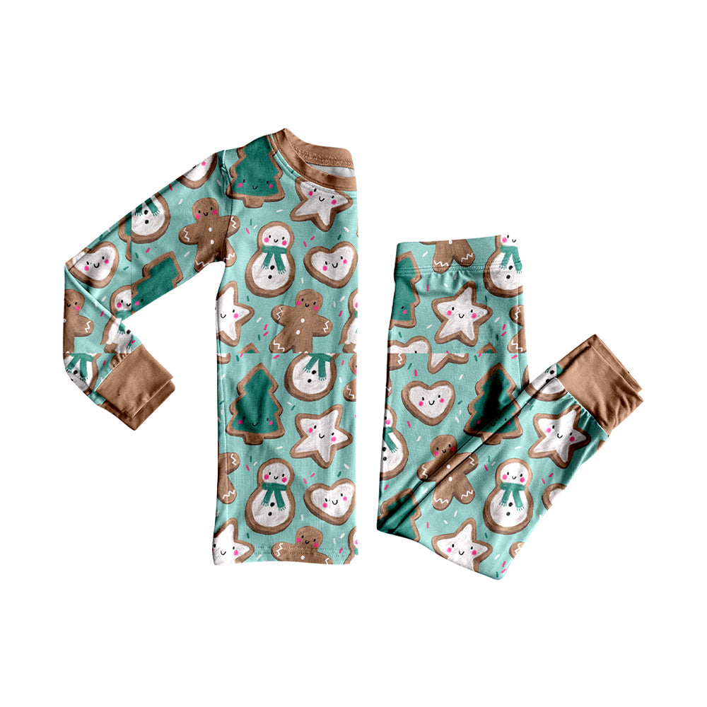 Preorder (moq 20)Baby Girls Bamboo Gingerbread Snowmen Christmas Pajamas Sets