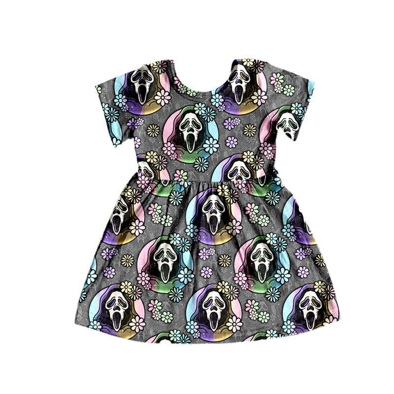 Baby Girls Halloween Flowers Short Sleeve Knee Length Dresses preorder (moq 5)