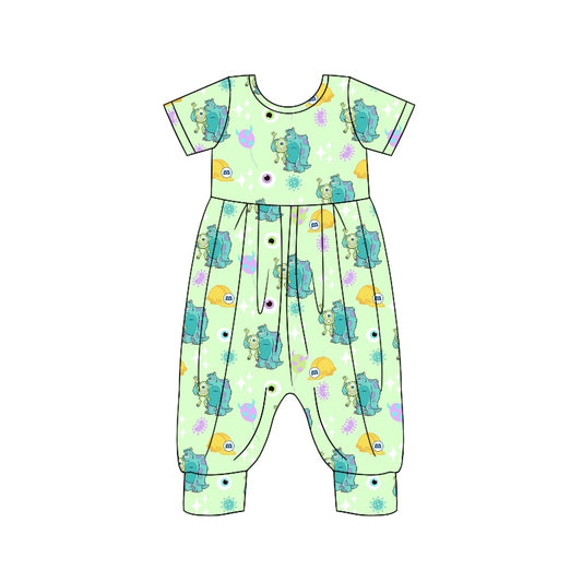 Baby Girls Green Monster Short Sleeve Jumpsuits Preorder(moq 5)