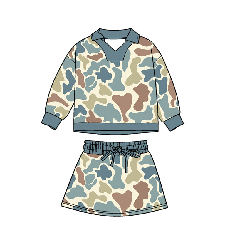 Preorder(moq 5) Baby Boys Blue Khaki Camo Long Sleeve Top Shorts Hunting Clothes Sets