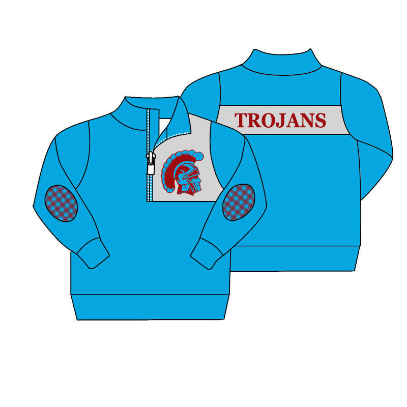 Team Baby Boys Long Sleeve Trojans Zip Pullover Shirt Tops preorder(moq 5)