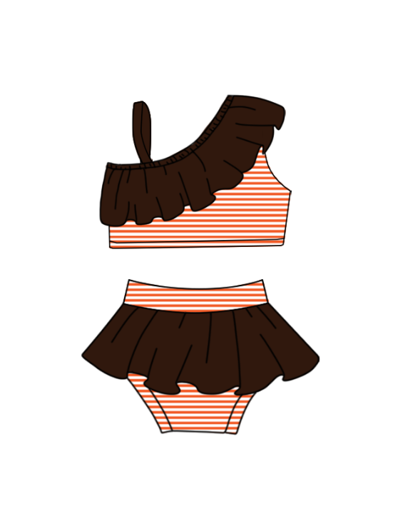 Preorder moq 5 Baby Girls Strap Stripe Vest Top Bummies Short Team Swimsuits
