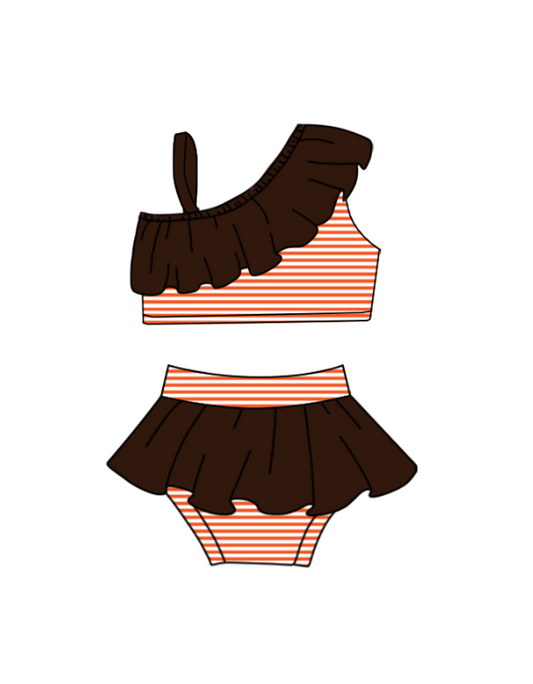 Preorder moq 5 Baby Girls Strap Stripe Vest Top Bummies Short Team Swimsuits