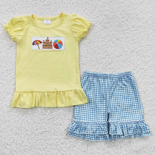 Baby Girls Umbrella Beach Summer Blue shorts sets