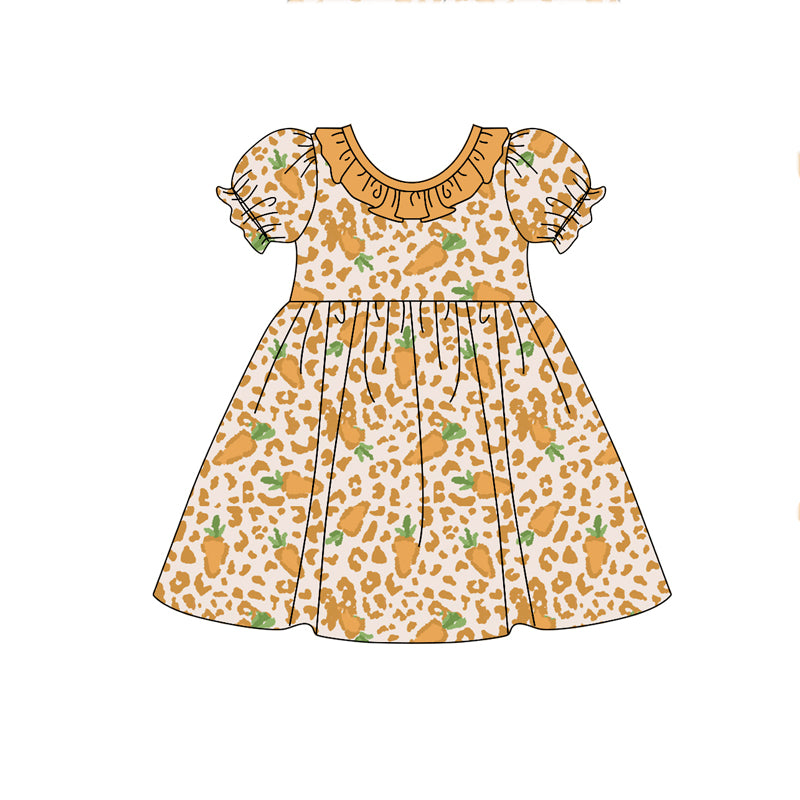 Girls Baby Kids Easter Orange Carrots Ruffle Dresses Clothing preorder(MOQ 5)