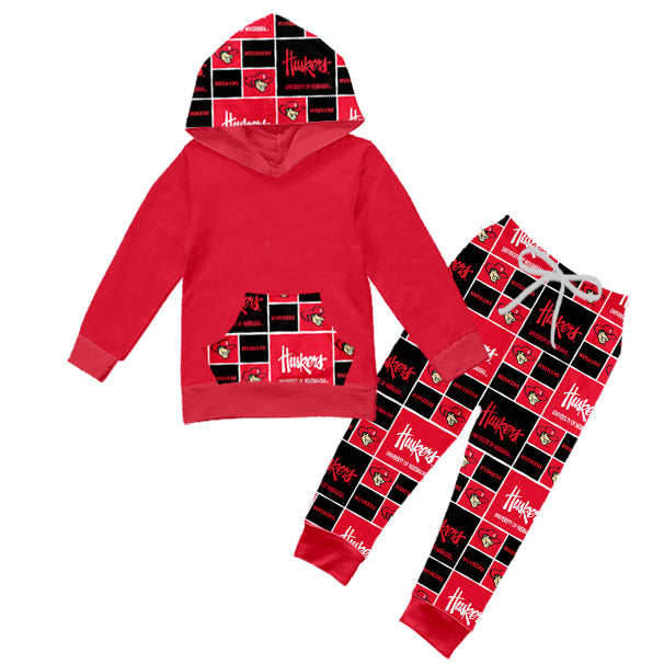 Baby Boys Huskers Team Hooded Top Pants Outfits Clothes Sets preorder(MOQ 5)