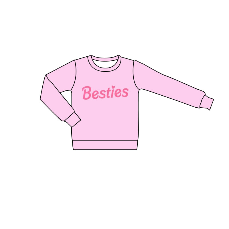 Adult Women Bestie Long Pink Sleeve Tee Shirts Tops Preorder(moq 5)