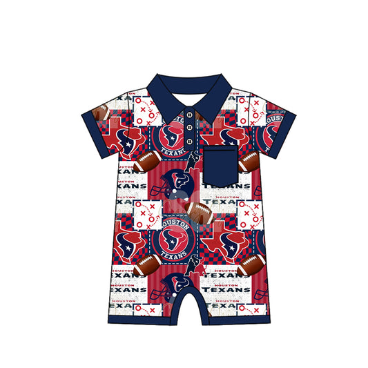 Infant Baby Boys Texans Team Navy Buttons Rompers preorder(moq 5)