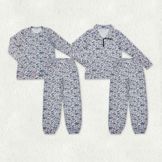 Sibling Adult Women Grey Camo Top Pockets Jogger Yoga Active Clothes Sets