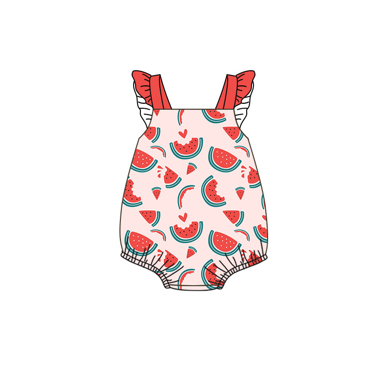 Baby Infant Girls Watermelon Straps Summer Rompers preorder(moq 5)