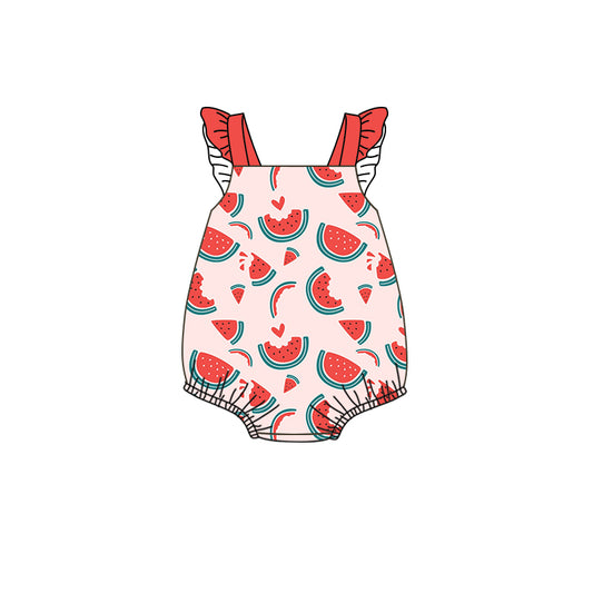 Baby Infant Girls Watermelon Straps Summer Rompers preorder(moq 5)