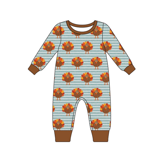 Baby Boys Thanksgiving Turkey Long Sleeve Rompers Preorder(moq 5)