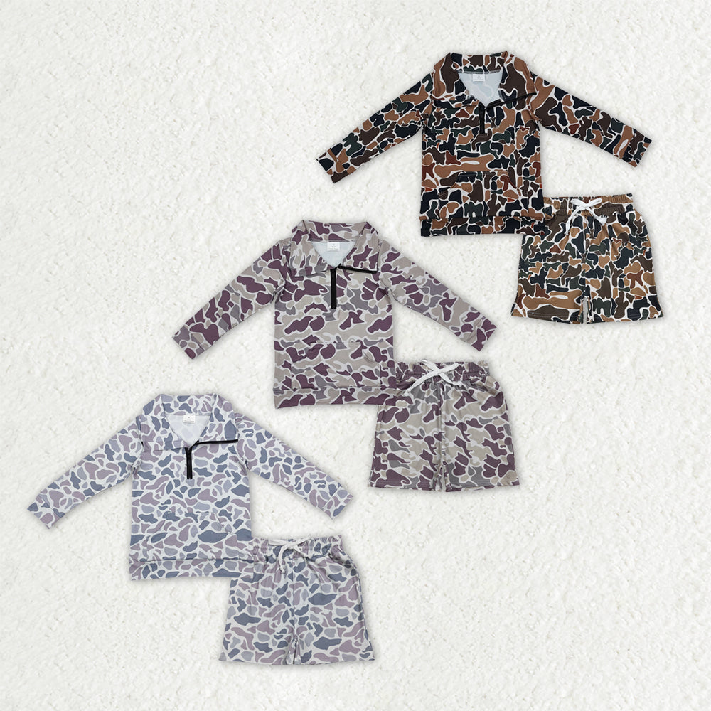 Sibling Baby Boys Southern Camo Zipper Pockets Pullovers Pockets Shorts Hunting Clothes Sets